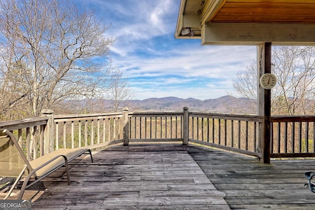 deck with a mountain view