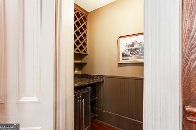 interior space featuring hardwood / wood-style flooring and vanity