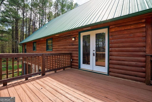 deck featuring french doors