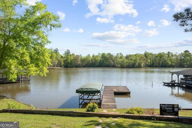 dock area featuring a water view