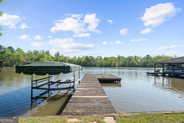 dock area featuring a water view