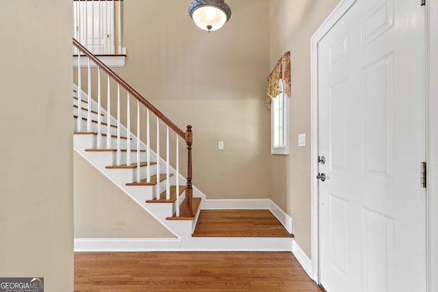 foyer featuring dark wood-type flooring