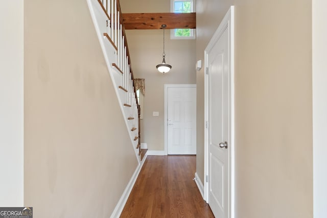 hall featuring dark hardwood / wood-style flooring