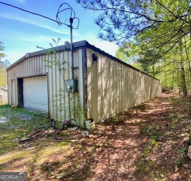 exterior space with a garage