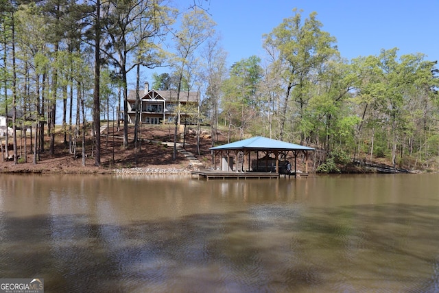 view of dock featuring a water view