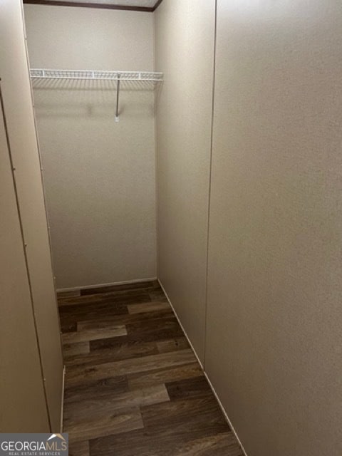 walk in closet featuring dark wood-type flooring