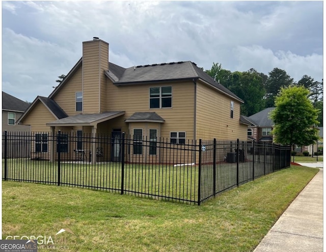 view of property exterior with a lawn