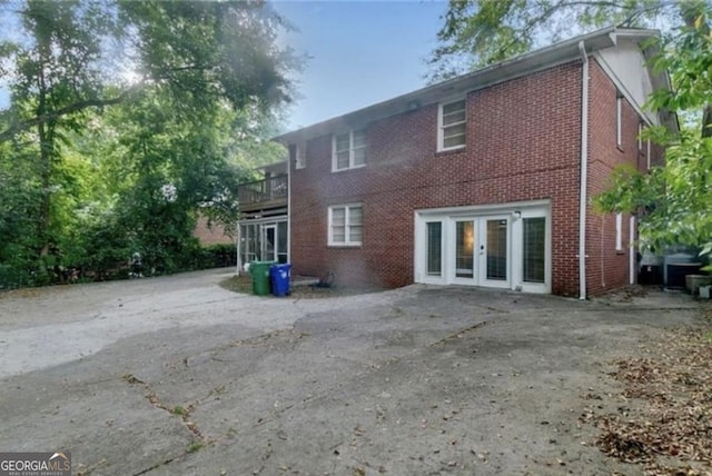 back of house with french doors