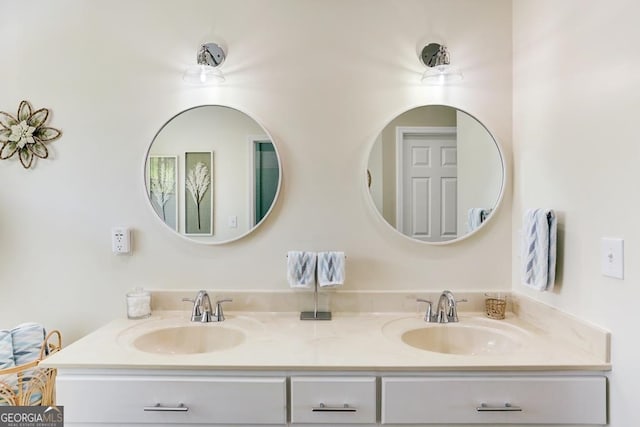 bathroom with dual bowl vanity