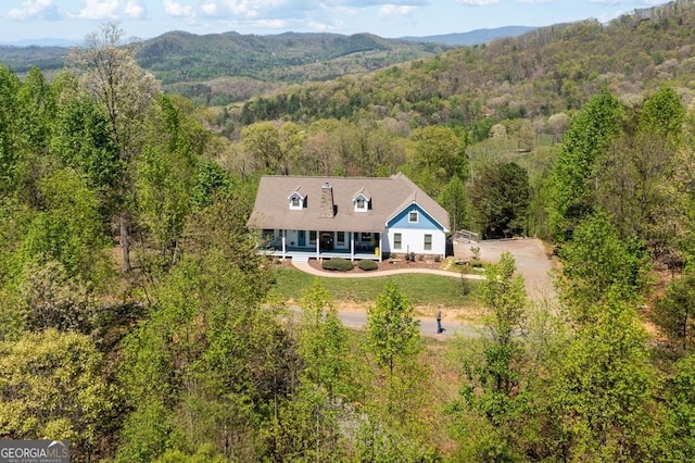 aerial view with a mountain view