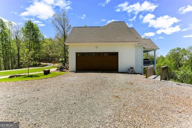 exterior space with a garage