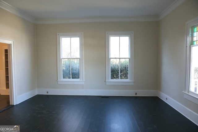 spare room with crown molding and a healthy amount of sunlight