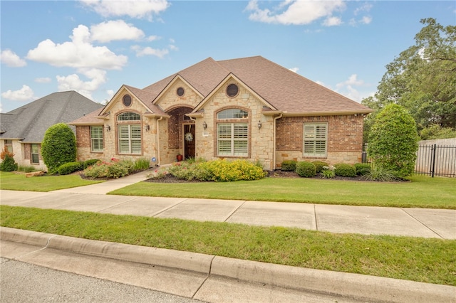 view of front facade featuring a front lawn