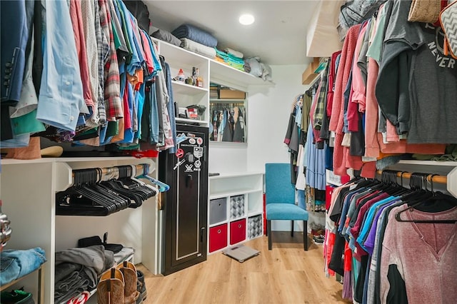 spacious closet featuring light wood-type flooring