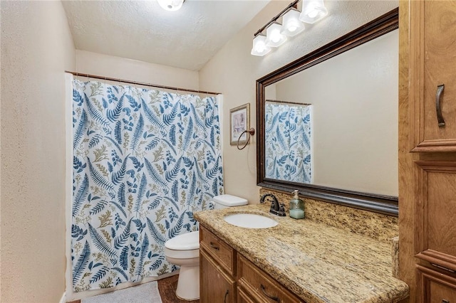 3108 Bluestem Dr, College Station, TX 77845 - bathroom with vanity, toilet, and curtained shower