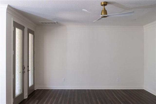 1107 Royal Adelade Dr, College Station, TX 77845 - unfurnished room with plenty of natural light, visible vents, baseboards, and dark wood finished floors