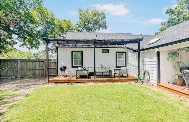 1017 Milner Dr, College Station, TX 77840 - rear view of house featuring a deck, a pergola, and outdoor lounge area