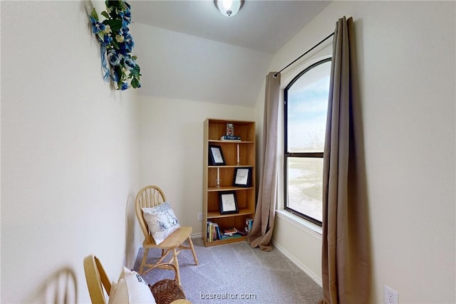 7576 River Ridge Drive, College Station, TX 77845 - living area featuring carpet flooring, healthy amount of natural light, and vaulted ceiling