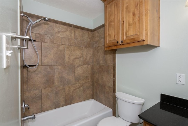 full bath featuring shower / bathing tub combination, vanity, and toilet