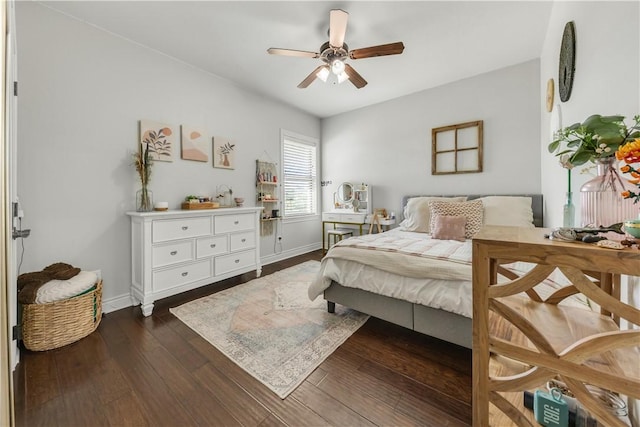 5149 Mandarin Way, College Station, TX 77845 - bedroom with dark wood-type flooring and ceiling fan