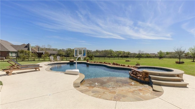 5149 Mandarin Way, College Station, TX 77845 - view of swimming pool with a fenced backyard, a patio area, and a pool with connected hot tub