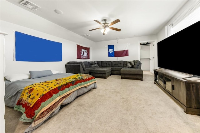 5149 Mandarin Way, College Station, TX 77845 - bedroom featuring light carpet and ceiling fan