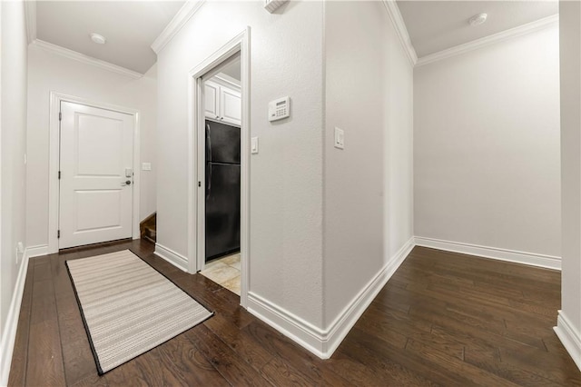 5149 Mandarin Way, College Station, TX 77845 - hallway featuring ornamental molding and hardwood / wood-style flooring