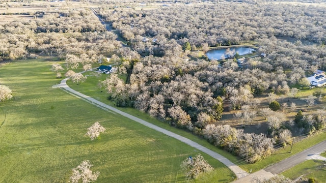 birds eye view of property featuring a rural view and a water view