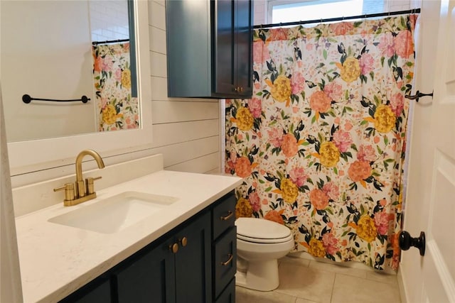 4020 Brownway Dr, College Station, TX 77845 - full bath featuring vanity, tile patterned flooring, and a shower with curtain