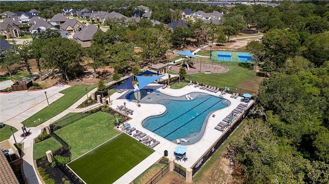 drone / aerial view featuring a residential view