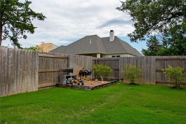 view of yard with a fenced backyard