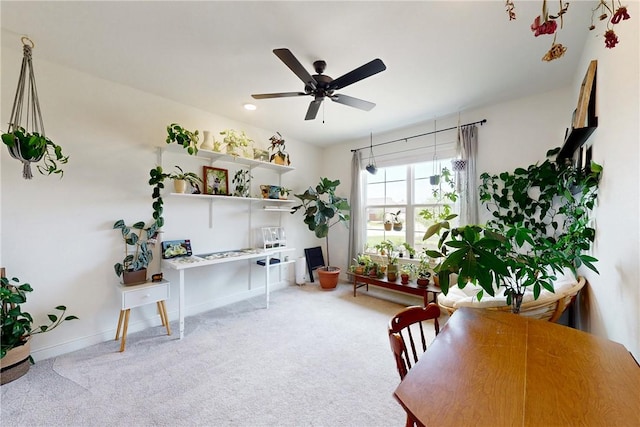 interior space featuring baseboards and a ceiling fan