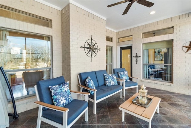 view of patio / terrace featuring outdoor lounge area and ceiling fan