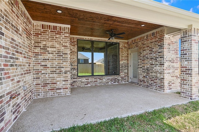 view of patio with ceiling fan