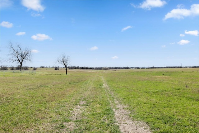 view of yard with a rural view