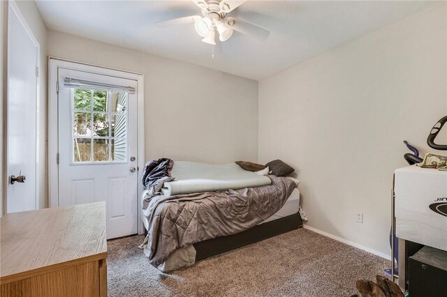 1008 Cedar Run, College Station, TX 77840 - carpeted bedroom with a ceiling fan and baseboards