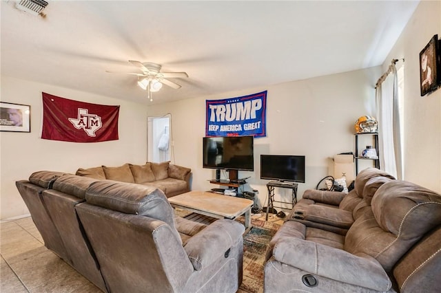 1008 Cedar Run, College Station, TX 77840 - living area featuring ceiling fan and light tile patterned flooring