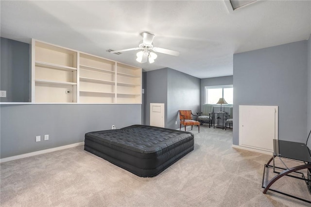 bedroom with carpet floors and ceiling fan