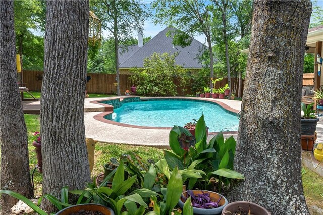 view of swimming pool with a fenced in pool and a fenced backyard