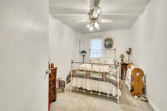 bedroom with carpet floors and ceiling fan