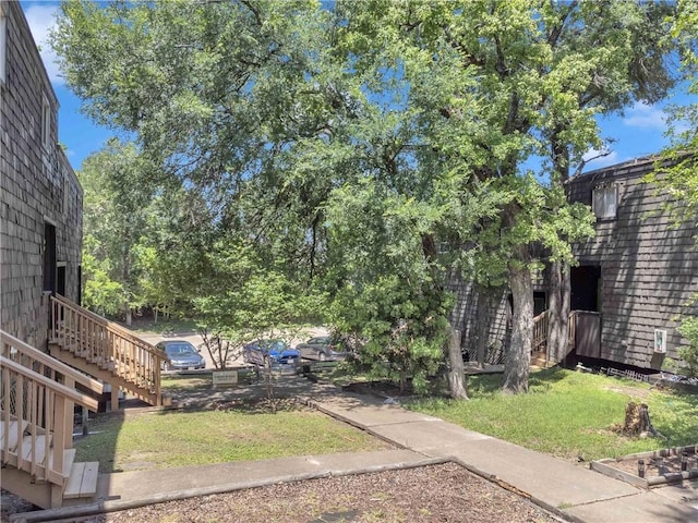 view of yard with stairs