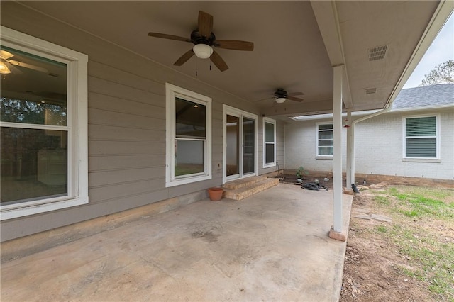 view of patio / terrace featuring a ceiling fan