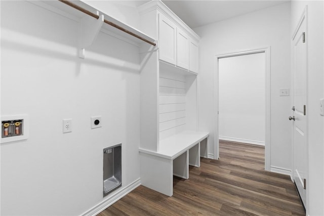 mudroom featuring dark hardwood / wood-style flooring