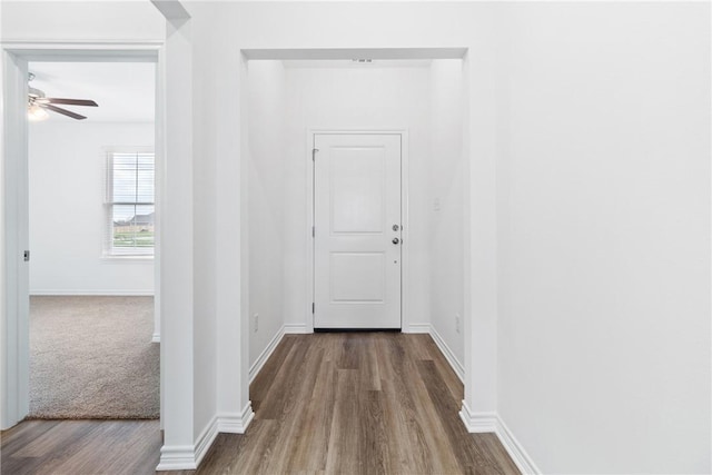 corridor featuring hardwood / wood-style floors