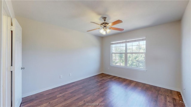 2487 Horse Shoe Dr, College Station, TX 77845 - unfurnished room featuring wood finished floors, a ceiling fan, and baseboards