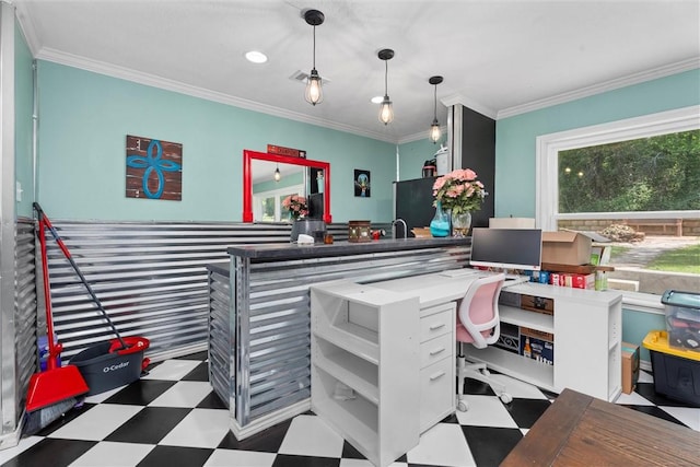 87 Tonkawa Dr, Normangee, TX 77871 - office featuring tile patterned floors and crown molding