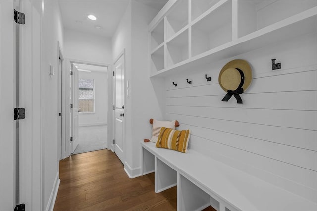 3576 Chantilly Path, Bryan, TX 77808 - mudroom featuring dark wood finished floors and baseboards