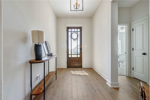 foyer entrance featuring light wood-type flooring