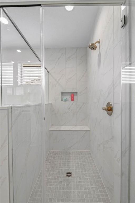 3576 Chantilly Path, Bryan, TX 77808 - bathroom featuring a marble finish shower and recessed lighting