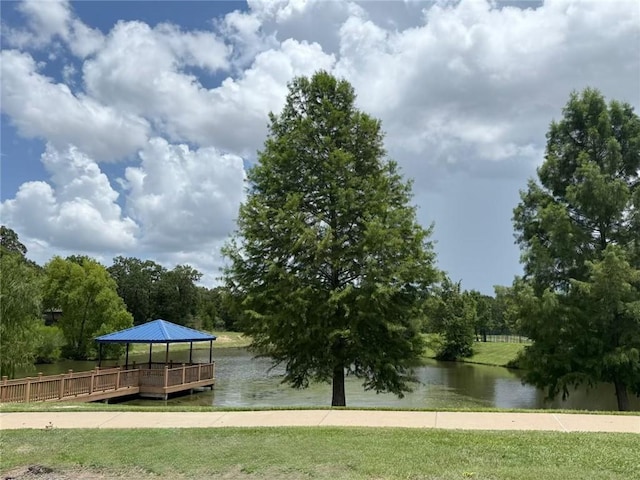 2130 Mountain Wind Loop, Bryan, TX 77807 - surrounding community featuring a gazebo, a water view, and a yard